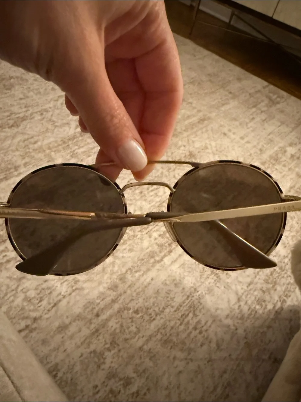 Prada Round Sunglasses SPR51S Tortoise Pale Gold